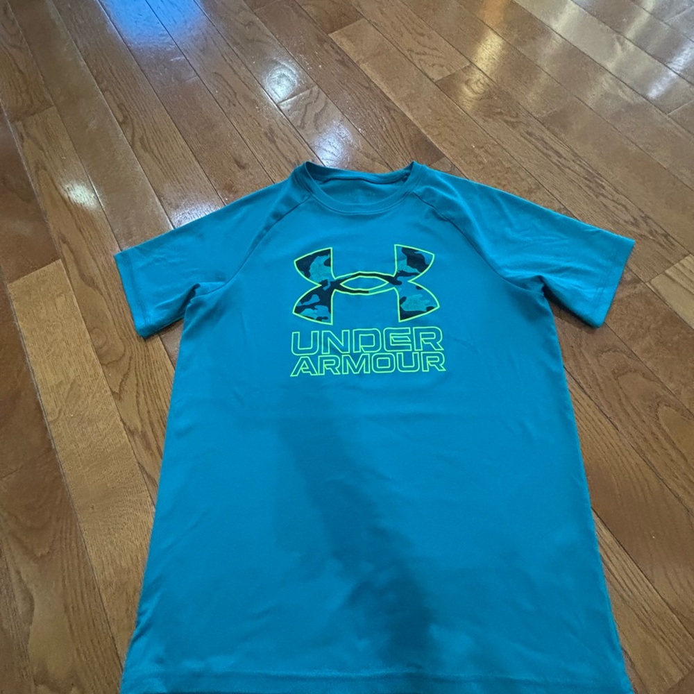 Under Armour Kids Teal and Neon Green Tee